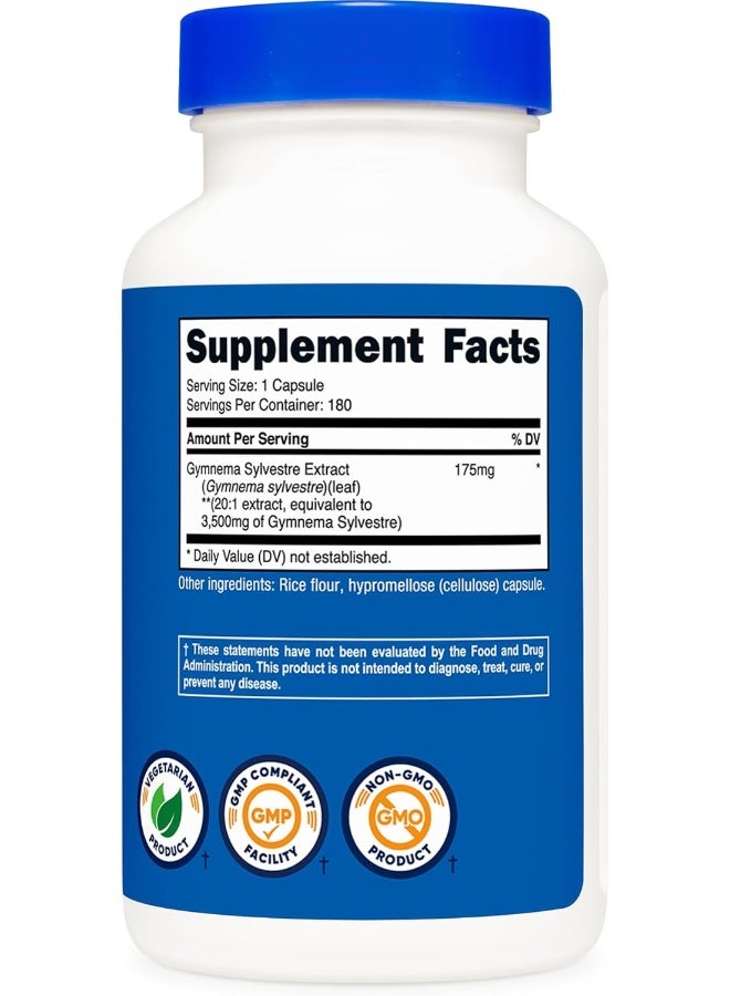 Nutricost Gymnema Sylvestre (20:1 Extract) 175mg, 180 Capsules - Non-GMO, Gluten Free, and Vegetarian Friendly - Image 5