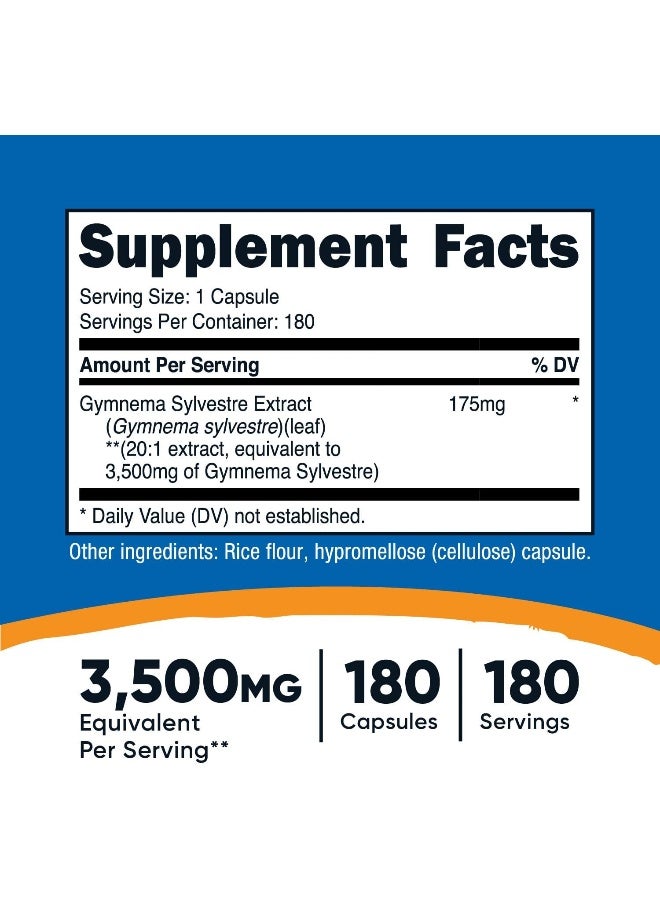 Nutricost Gymnema Sylvestre (20:1 Extract) 175mg, 180 Capsules - Non-GMO, Gluten Free, and Vegetarian Friendly - Image 2