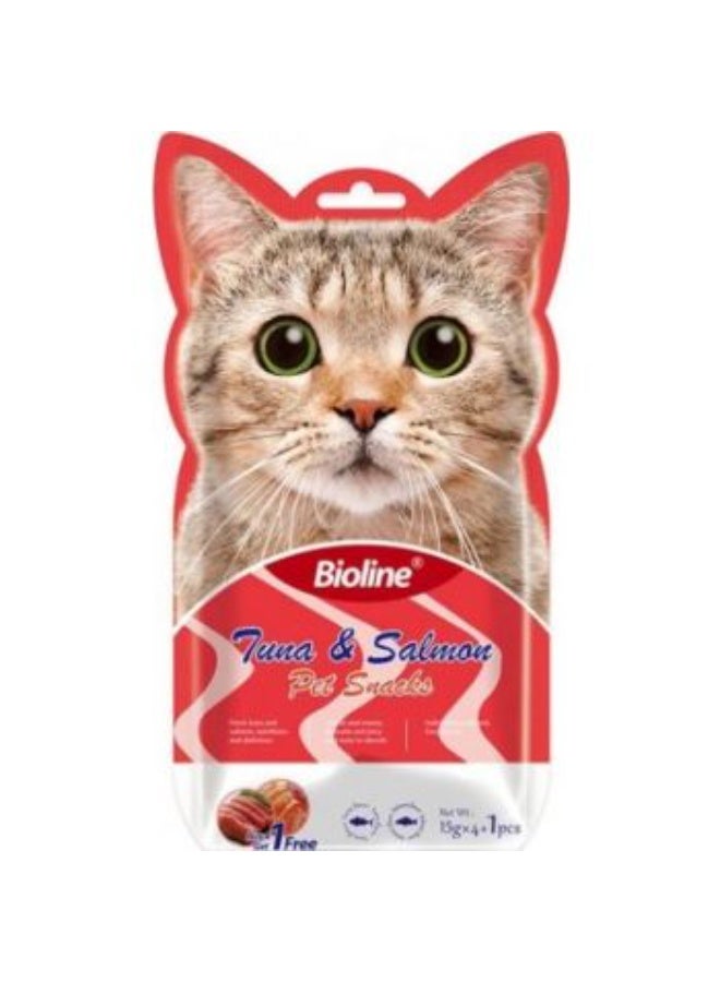 Bioline Cat Treats Healthy Protein Snack Tuna & Salmon Flavor 5x15g