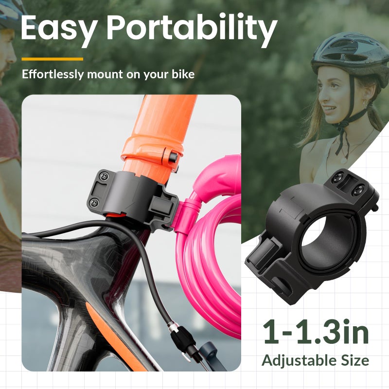 Titanker Bike Lock, 4 Feet Security Resettable Combination Coiling Bike Cable Locks with Mounting Bracket, 1/2 Inch Diameter (Pink) - Image 5
