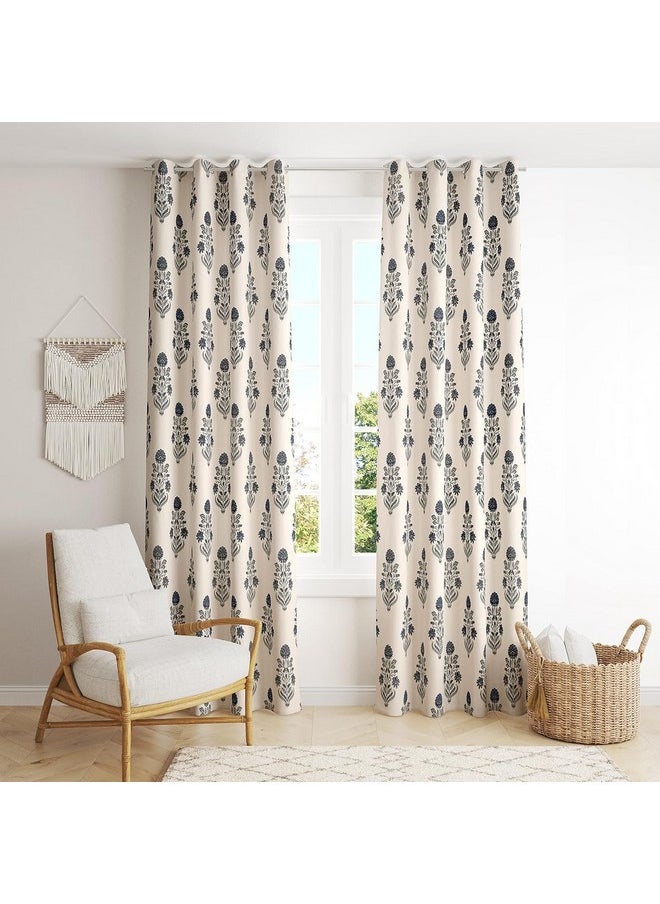 Trance Home Linen Floral Printed 10 Feet 100% Cotton Curtain for Living Room Bedroom Office Long Doors | Eyelet Ring Curtains | Premium Semi Room Darkening Parda | (Aangan Blue - Set 2, 10Ft) - pzsku/Z56C9DEB37B6DD5E0D5FCZ/45/_/1738305747/2b065d72-7328-4a8b-8735-1eaed23ae18d