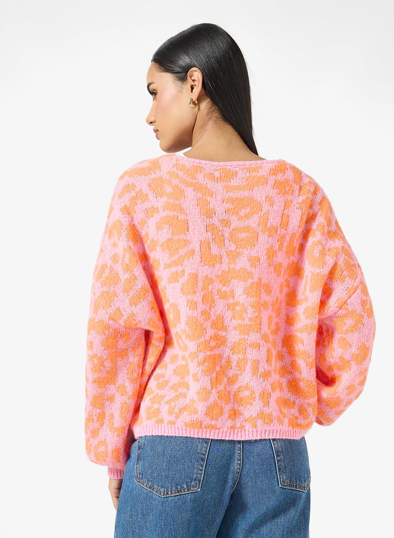 Ginger Leopard Print Bow Detail Cardigan - Image 2