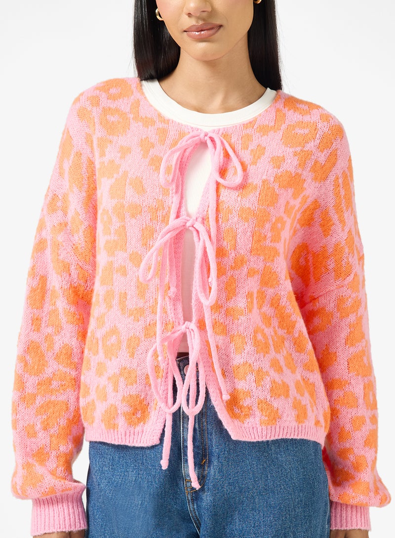 Ginger Leopard Print Bow Detail Cardigan - Image 3