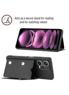 ماركة غير محددة حافظة لهاتف Xiaomi Redmi Note 12 وPoco X5 5g ذات ملمس جلدي من البولي يوريثان الحراري وPc وفتحات لبطاقات الهاتف باللون الأسود  - Image 2