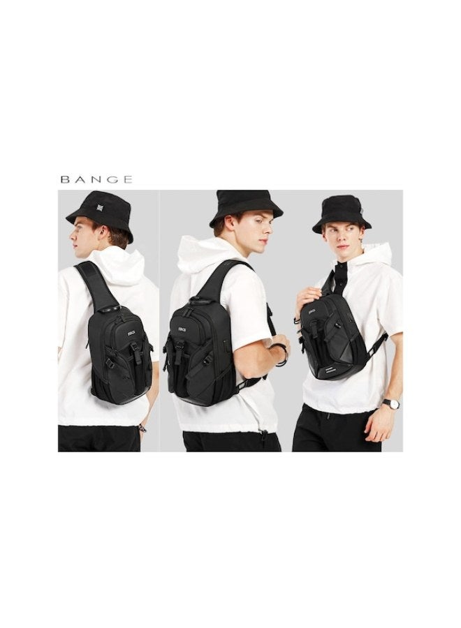 بانجي حقيبة صدر صيفية للرجال من Bange BG-77120، حقيبة رسول للأعمال متعددة الاستخدامات مزودة بمنفذ USB، حقيبة كتف عصرية للأعمال - Image 2