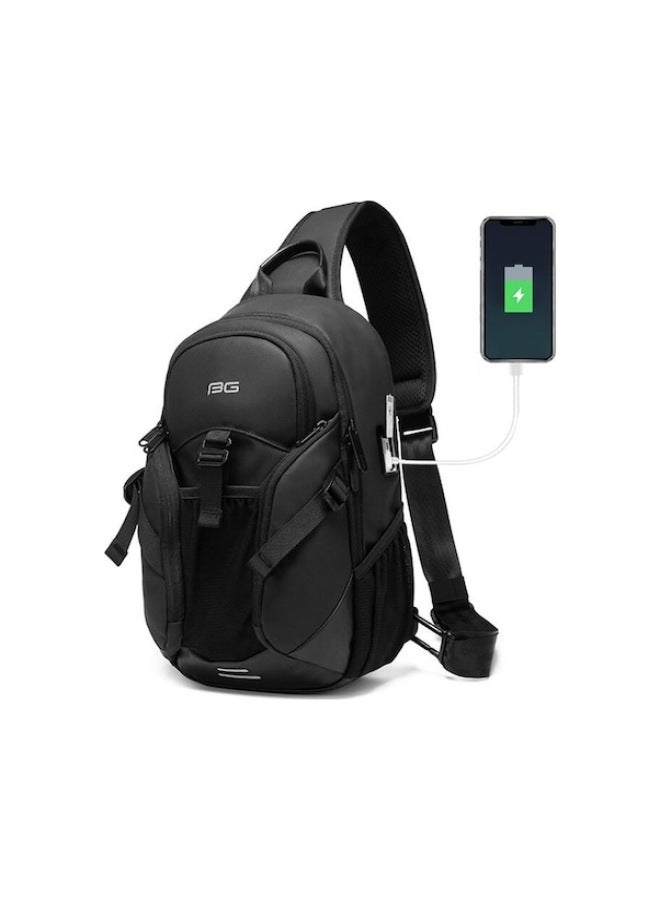 بانجي حقيبة صدر صيفية للرجال من Bange BG-77120، حقيبة رسول للأعمال متعددة الاستخدامات مزودة بمنفذ USB، حقيبة كتف عصرية للأعمال - Image 1