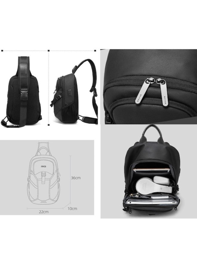 بانجي حقيبة صدر صيفية للرجال من Bange BG-77120، حقيبة رسول للأعمال متعددة الاستخدامات مزودة بمنفذ USB، حقيبة كتف عصرية للأعمال - Image 4