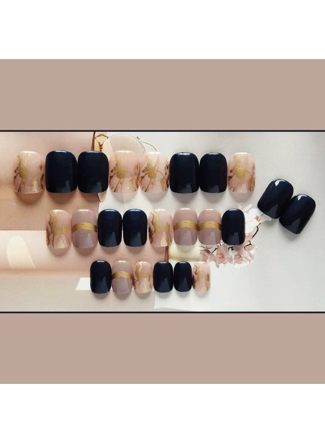 Goolsky Morandi Mist Gold Press-on Nails Color Block for Elegant Autumn Winter - Image 1