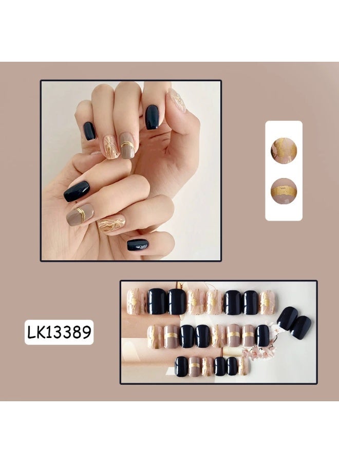 Goolsky Morandi Mist Gold Press-on Nails Color Block for Elegant Autumn Winter - Image 2