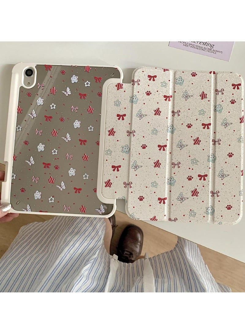 general Triple Adjustable Kickstand Hard Folio Case for Apple iPad 10 10th Gen 10.9 inch 2022 Model Tablet Cream White Pink Bow Flowers Floral Refreshing Chic Delicate Cute Lovely Cartoon Girls Kids - Image 5