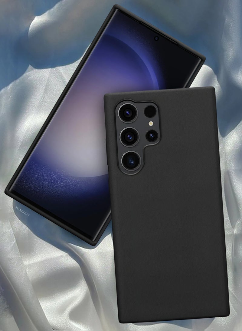 CATANES Leather Slim Fit Phone Case for Samsung Galaxy S23 Ultra – Shock-Absorbent Bumper & Precise Camera Cutout - Black - Image 3