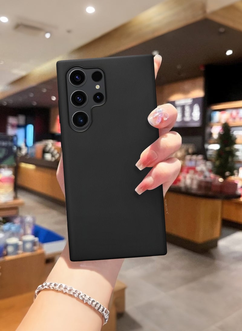 CATANES Leather Slim Fit Phone Case for Samsung Galaxy S23 Ultra – Shock-Absorbent Bumper & Precise Camera Cutout - Black - Image 5