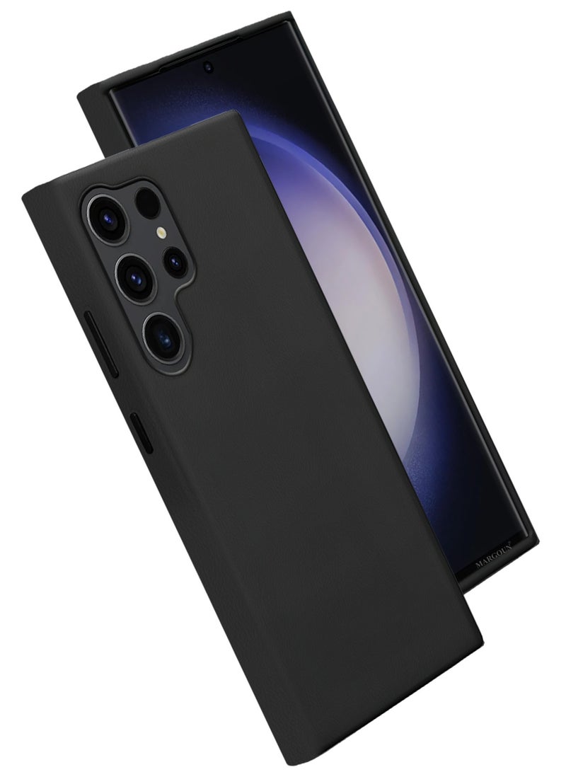 CATANES Leather Slim Fit Phone Case for Samsung Galaxy S23 Ultra – Shock-Absorbent Bumper & Precise Camera Cutout - Black - Image 1