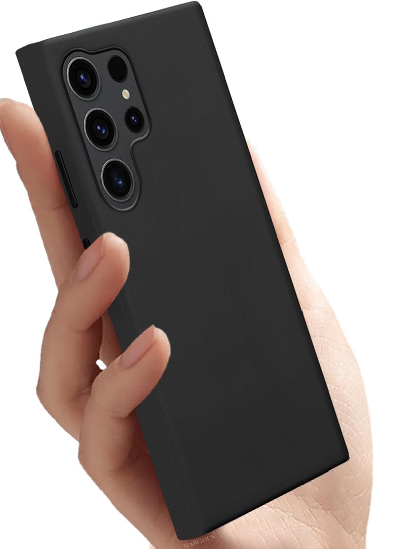 CATANES Leather Slim Fit Phone Case for Samsung Galaxy S23 Ultra – Shock-Absorbent Bumper & Precise Camera Cutout - Black - Image 2