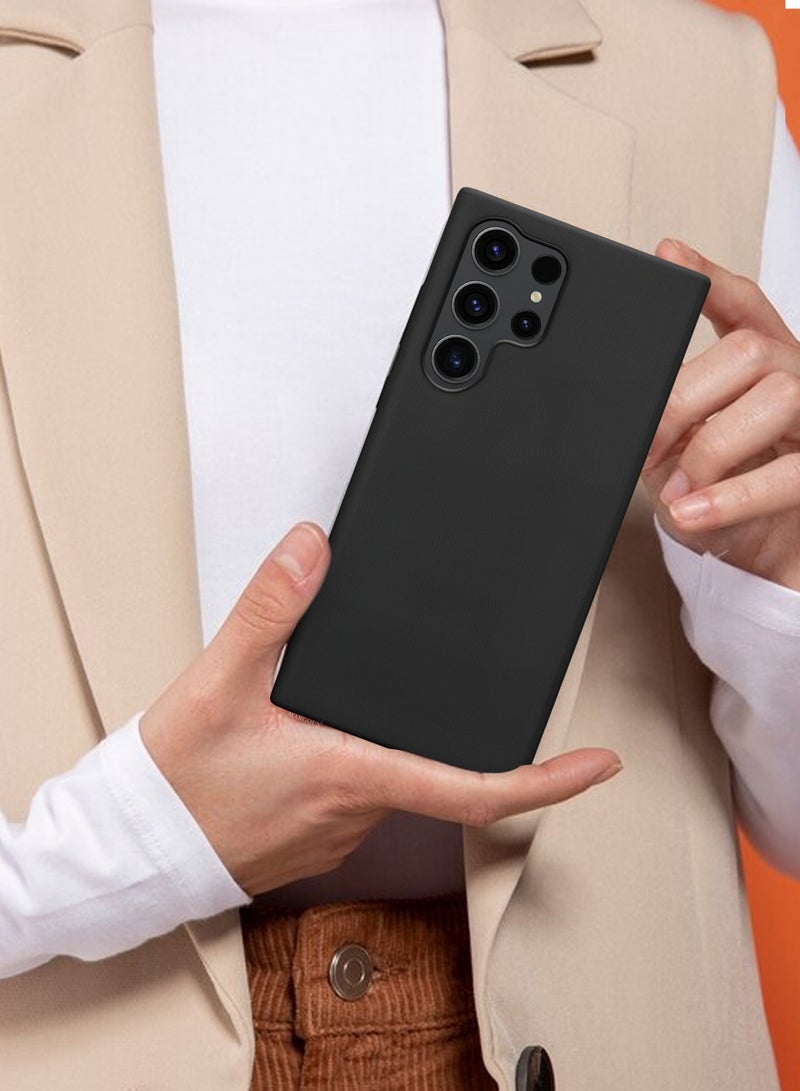 CATANES Leather Slim Fit Phone Case for Samsung Galaxy S23 Ultra – Shock-Absorbent Bumper & Precise Camera Cutout - Black - Image 4