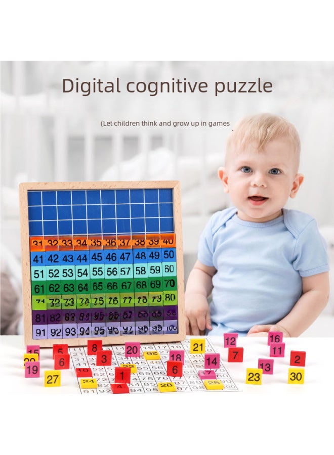 Family Edition 1-100 Digital Continuous Board Montessori Teaching Aids Children's Educational Kindergarten Baby Early Education Wooden Toys-Color:Color 100 Continuous Number Plate  - Image 4