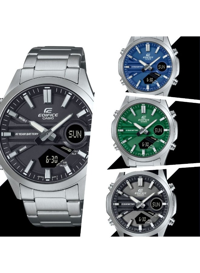 Casio Edifice EFV-C120D-2ADF Men’s Analog-Digital Watch, Stainless Steel Bracelet, Blue Dial, 10-Year Battery, 100M Water Resistance - Image 4