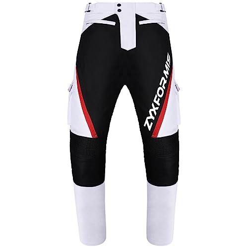 Zyxformis Motorcycle Pants for Men Waterproof Windproof Motorbike Riding Gear Pants with Removable Armor for All Season White - Image 3