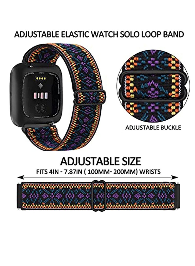 Captaintech Watch Bands of Adjustable Elastic Compatible for Fitbit Versa 1/2 Special Edition Soft Stretchy Loop Bracelet Women Men Replacement Wristbands for Fitbit Versa 1/2 Smart Watch (3 Pack) - Image 4