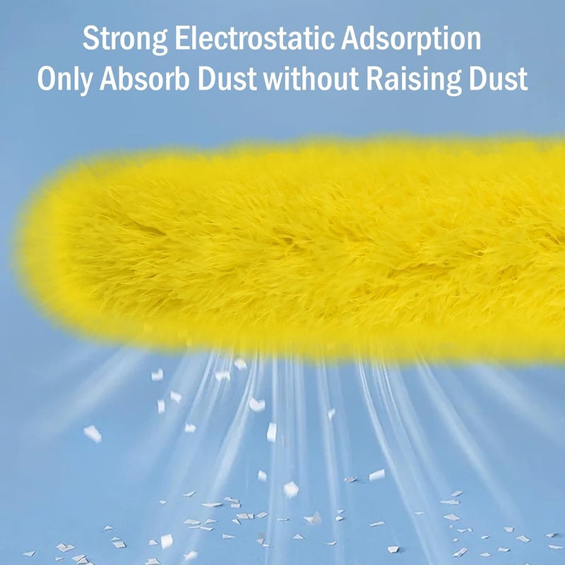 Dymoll Cobweb Duster with Extension Pole, 110" Microfiber Feather Duster Kit with Bendable Washable Heads, Spider Web Brush, Dusters for Cleaning Ceiling Fan, High Ceiling, Blinds, Furniture & Cars - Image 3