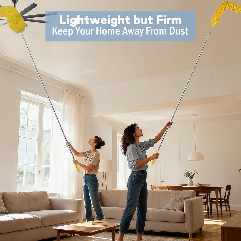Dymoll Cobweb Duster with Extension Pole, 110" Microfiber Feather Duster Kit with Bendable Washable Heads, Spider Web Brush, Dusters for Cleaning Ceiling Fan, High Ceiling, Blinds, Furniture & Cars - Image 5