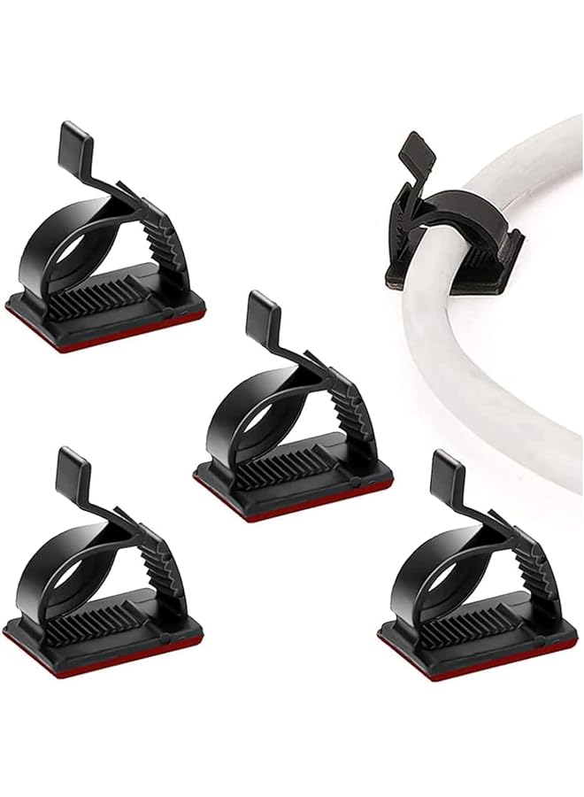 Cable Management Clips, 50 Pack Adjustable Wire Holders, Black Adhesive Cord Organizers, 2.7-9mm Diameter Range, for Home Office TV PC