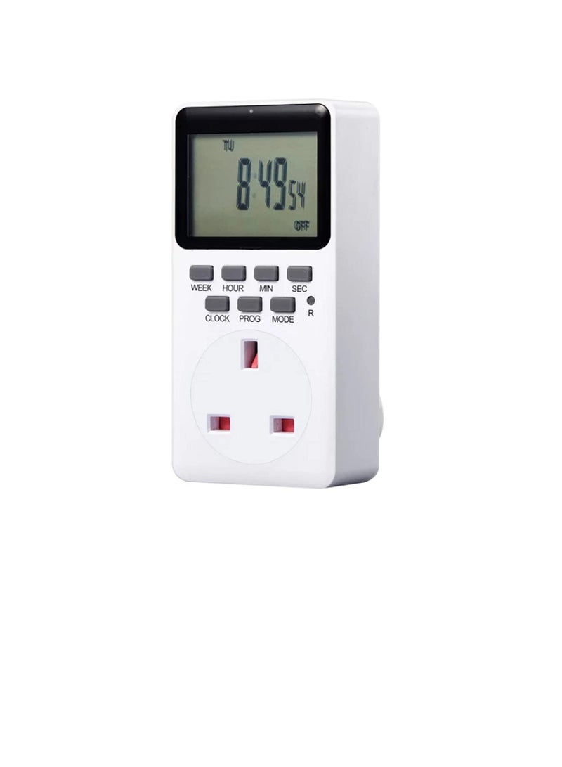 Digital Timer Switch Socket Plug-in Programmable 24 Hours & 7 Days Energy Saving 230VAC 13A Timer Switch Energy Saving Intelligent Electronic Timing Socket