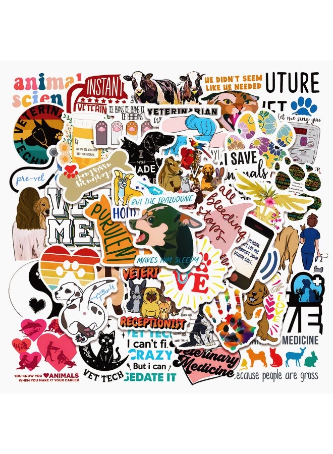NIBEMINENT 50 Pcs Veterinary Occupation Deco Kit Waterproof Stickers, High Definition Printing Bright Colors, Suitable for Laptop Skateboard Luggage Water Bottle Guitar DIY - Image 1