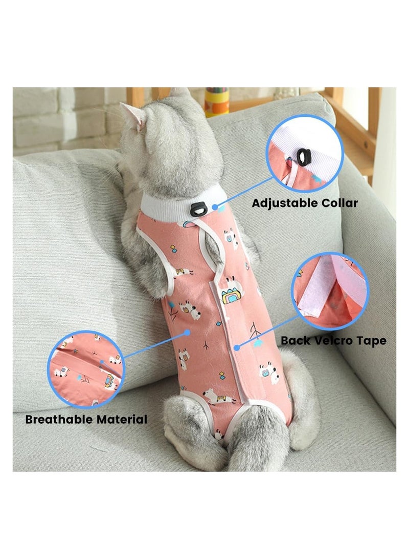 SYOSI بدلة استرداد 2 قطعة، قميص استرداد جراحة الكلاب والقطط المحترف، بدلة استرداد جراحة القطط، للقطط الذكور والإناث، بدلة للقطط بعد جراحة التعقيم، ملابس مضادة لعق الجروح (م) - Image 4