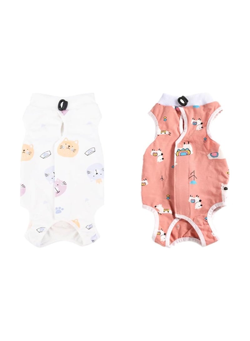 SYOSI بدلة استرداد 2 قطعة، قميص استرداد جراحة الكلاب والقطط المحترف، بدلة استرداد جراحة القطط، للقطط الذكور والإناث، بدلة للقطط بعد جراحة التعقيم، ملابس مضادة لعق الجروح (م) - Image 2