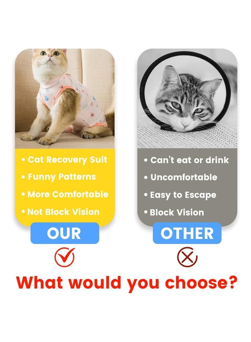 SYOSI بدلة استرداد 2 قطعة، قميص استرداد جراحة الكلاب والقطط المحترف، بدلة استرداد جراحة القطط، للقطط الذكور والإناث، بدلة للقطط بعد جراحة التعقيم، ملابس مضادة لعق الجروح (م) - Image 3