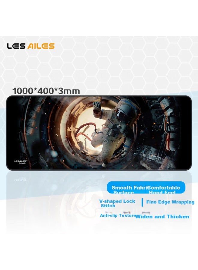 Lesailes Lesailes Astronaut Gaming Mouse Pad Extra Large Office Computer Keyboard Desk Pad Thickened 1 Meter Black And White 1000*400*3mm - Image 1