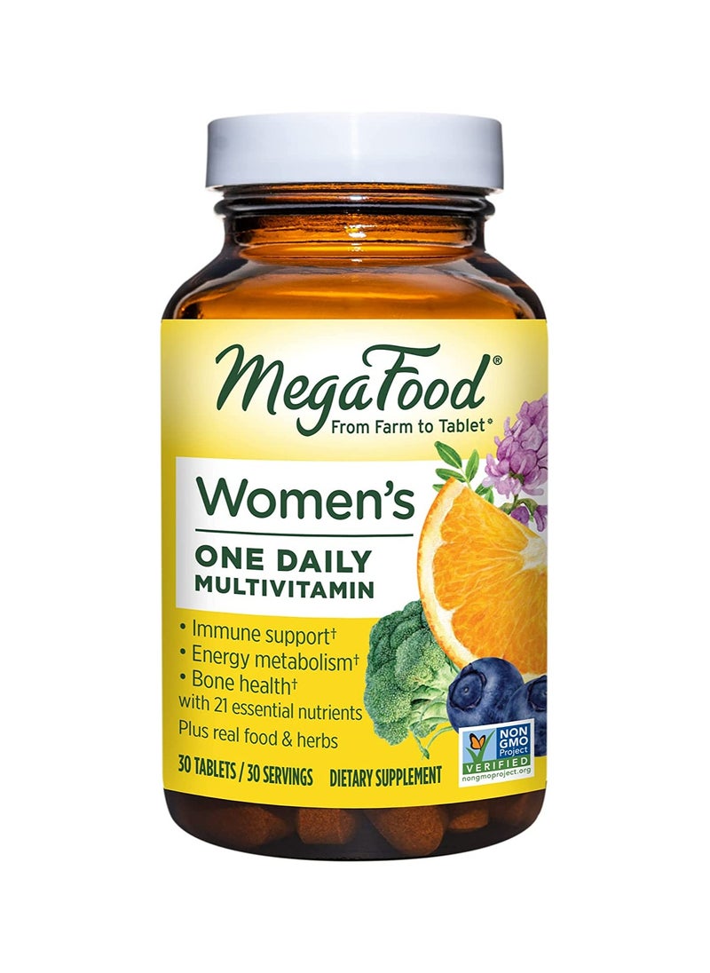 MegaFood - MegaFood Women's One Daily - Multivitamin Immune supports  Bone Heakth Energy Metabolism Dietary Supplement 30 Tablets / 30 Servings - Image 1