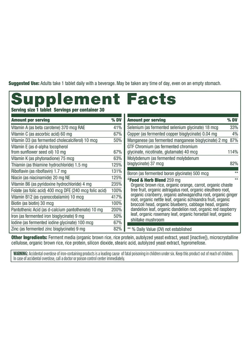 MegaFood - MegaFood Women's One Daily - Multivitamin Immune supports  Bone Heakth Energy Metabolism Dietary Supplement 30 Tablets / 30 Servings - Image 1