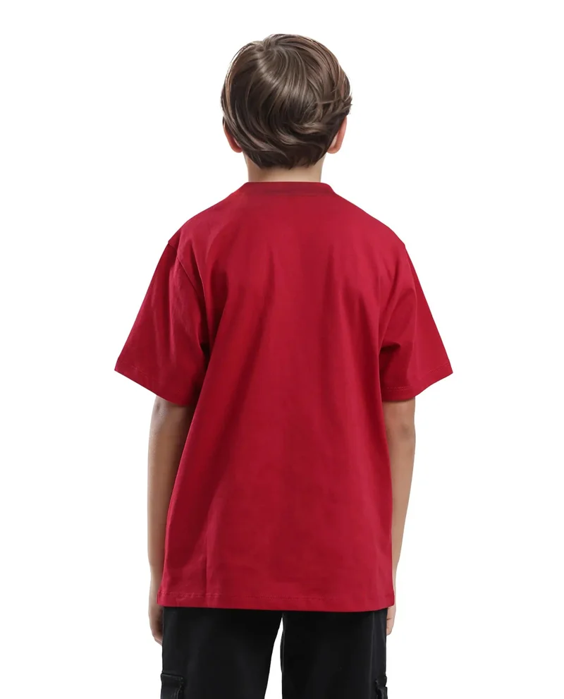 Rare Ones Rare Ones Kids Ronal Red Cotton Half Sleeve Printed Slip-On Closure Regular Fit T-Shirt