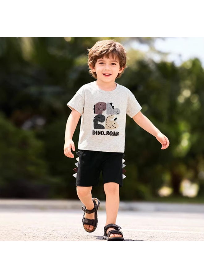 Summer New Arrival European And American Style Kids Set Cartoon Short Sleeve T-shirt Boys Set Children's Clothing Distribution