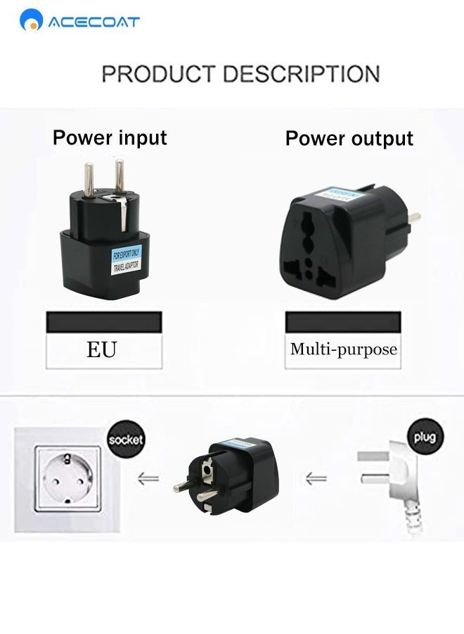 HOMESTAR UK to EU Plug Travel Adapter-Wall Power Charger-3-pin KSA/UAE/UK Convert 2-pin EU/Germany/France/Italy/Spain Socket Converter-Type E/F European Adapter for KSA/ US/UK/JP/CN/AU-3 pack-Black - Image 2