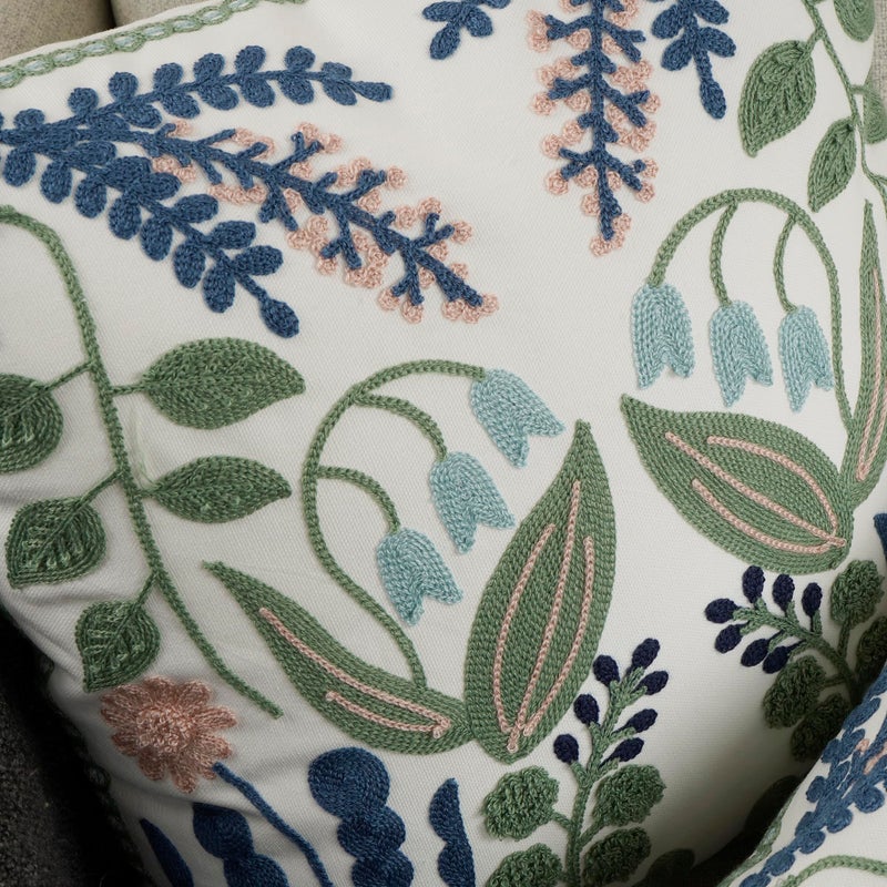 YOUR SMILE Pack of 2 Embroidered Decorative Throw Pillow Cover 18x18 Inch Farmhouse Floral Floor Pillowcase for Couch Living Room Sofa Bed,Tropical Green Leaves - Image 5