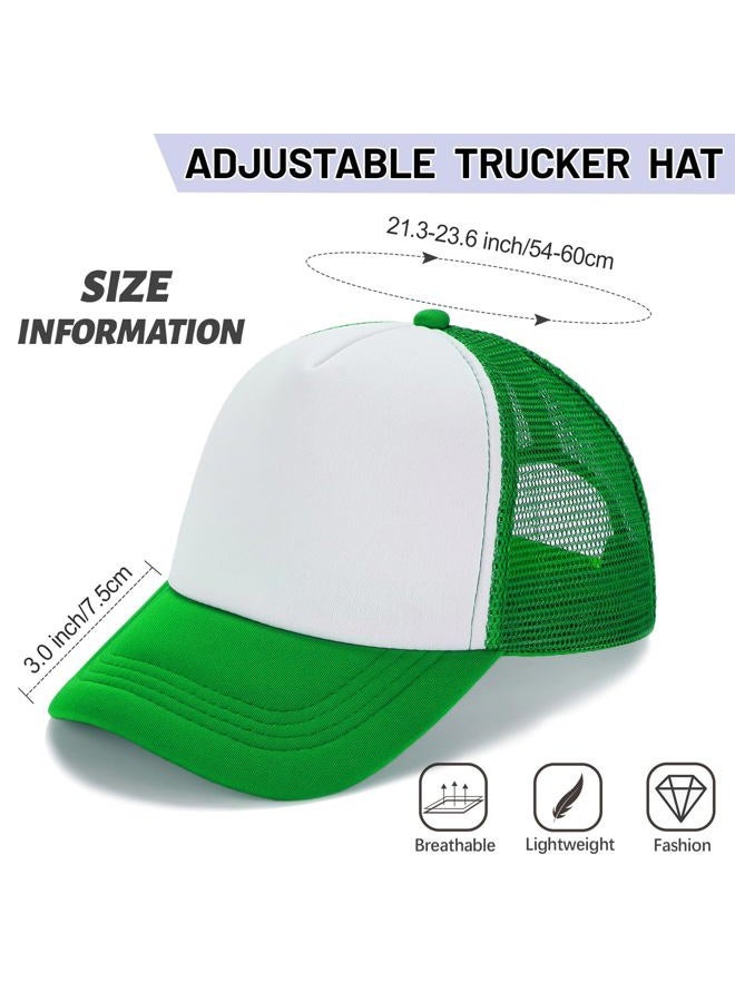 Ultrafun Unisex Sublimation Blank Mesh Baseball Cap Polyester Mesh Trucker Hat (Green White) - Image 2