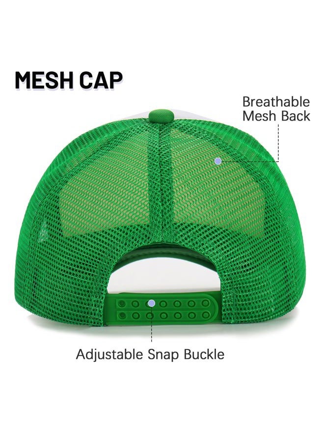 Ultrafun Unisex Sublimation Blank Mesh Baseball Cap Polyester Mesh Trucker Hat (Green White) - Image 4