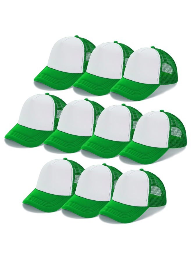 Ultrafun Unisex Sublimation Blank Mesh Baseball Cap Polyester Mesh Trucker Hat (Green White) - Image 1