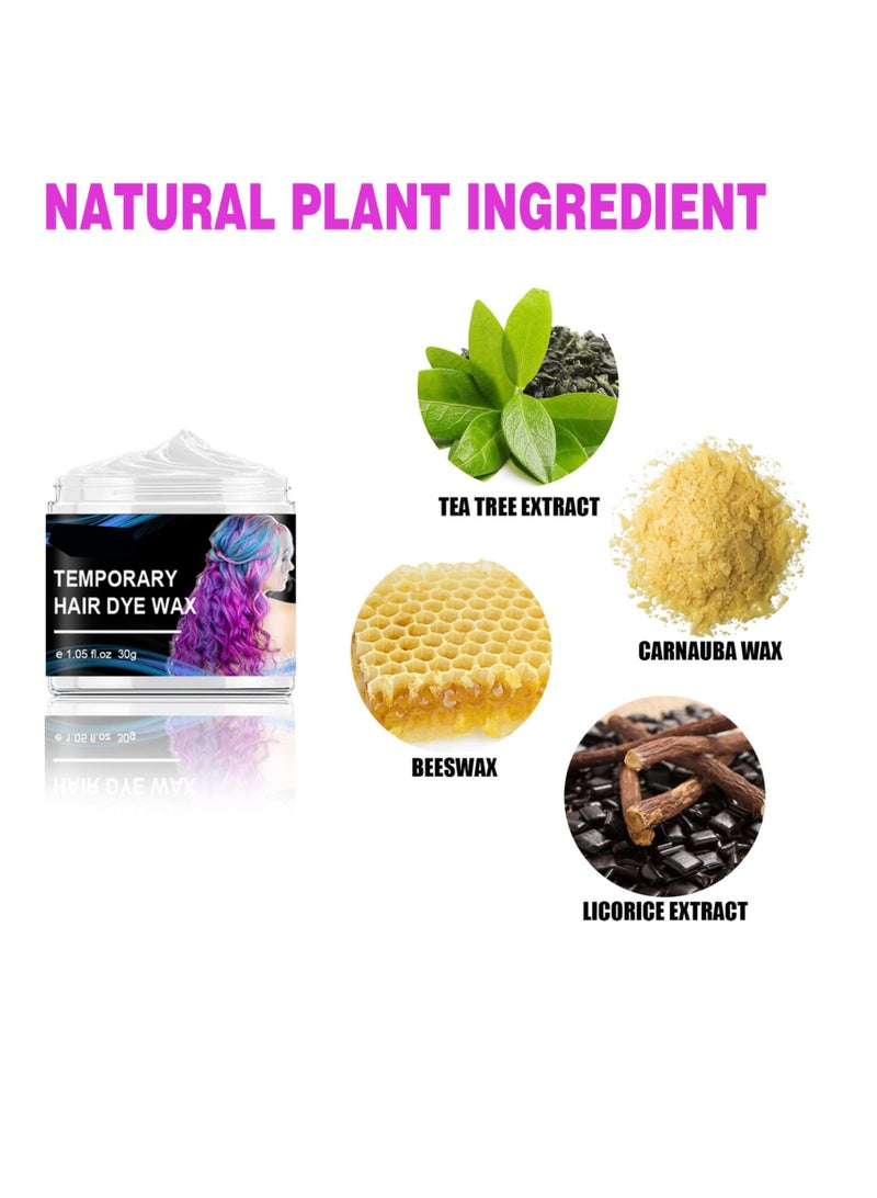 SOLARAE Temporary Hair Coloring Dye Wax, Natural Hair Color Wax Mud, Wash Out Instant Hair Color DIY Hairstyle Hair Dye Cream, Coloring Mud, Temporary Hair Color(Red,Purple,Grey,White) - Image 2