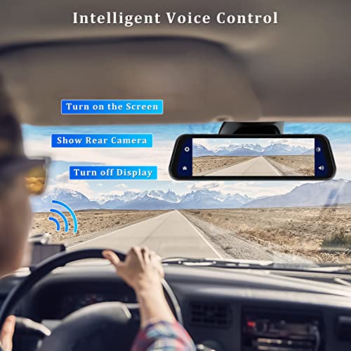 AMprime Rear View Mirror Camera with Carplay&Android Auto,9.66" 1080P Mirror Dash Cam Front and Rear with Voice Control,Night Vision,Parking Monitoring,Reverse Assist Free 64GB Card for Cars&Trucks - Image 5