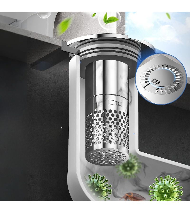 Silvery Odor Proof Floor Drain Core Bathroom Leak Plug Sink Basin Sealing Ring - Image 2