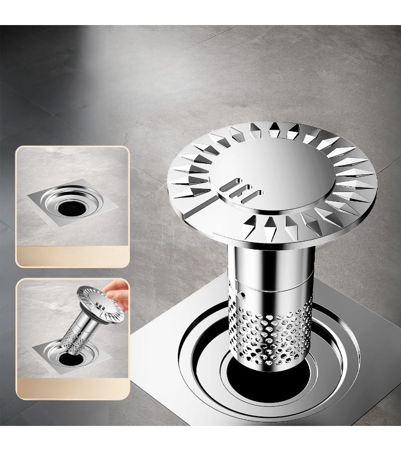 Silvery Odor Proof Floor Drain Core Bathroom Leak Plug Sink Basin Sealing Ring - Image 1