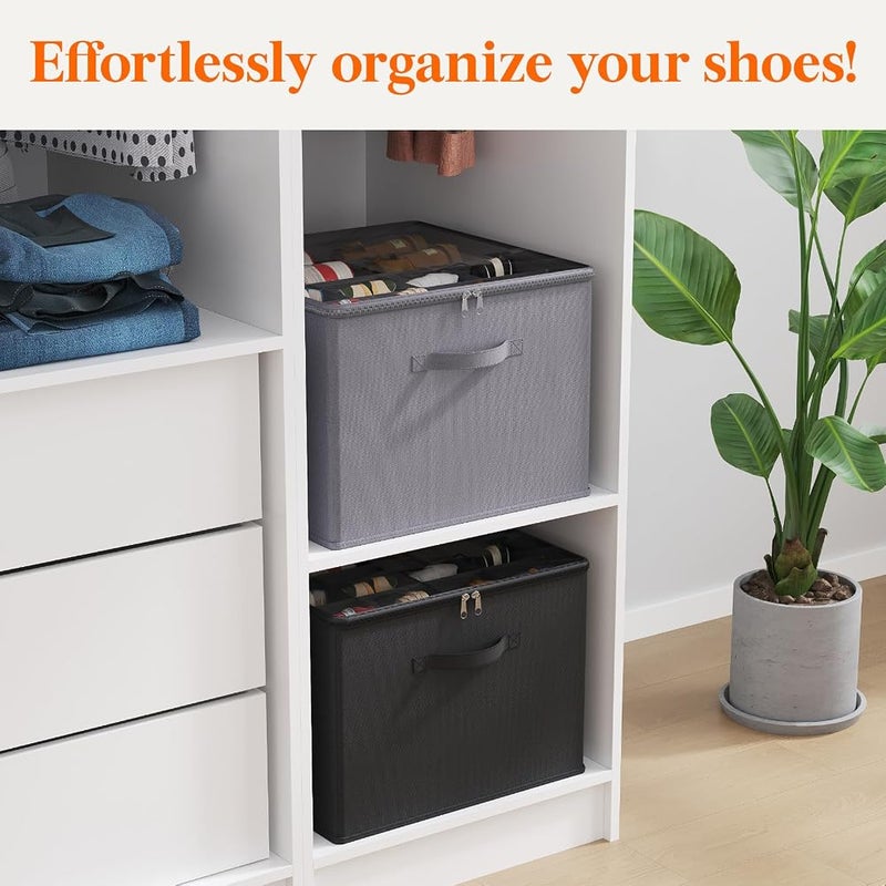 Lifewit Shoe Organiser with Handles for 24-32 Pairs of Shoes, Set of 2, Black - Image 5