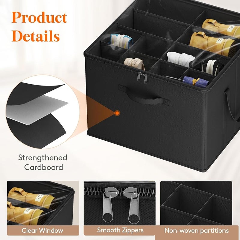 Lifewit Shoe Organiser with Handles for 24-32 Pairs of Shoes, Set of 2, Black - Image 4
