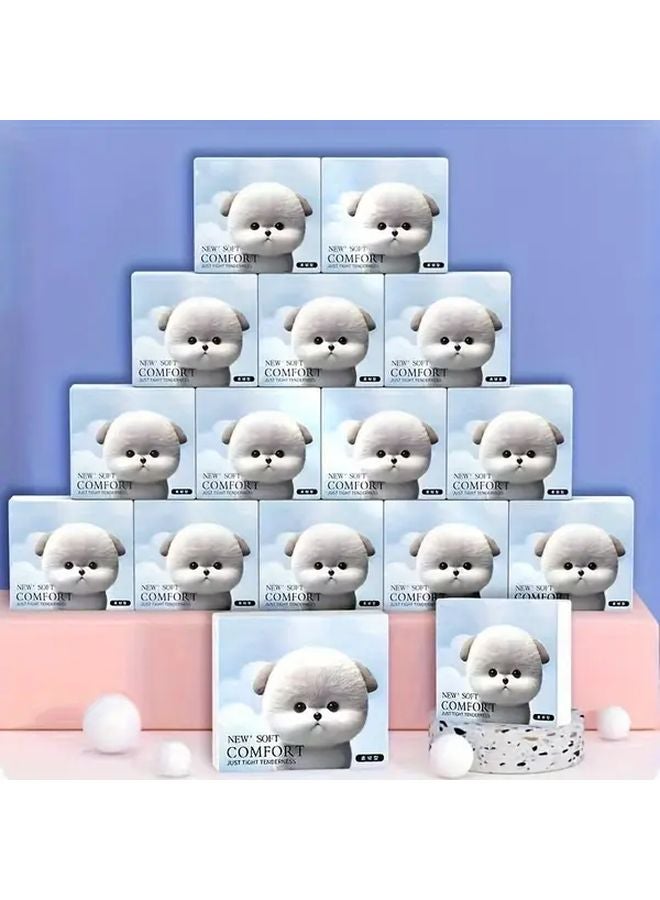 6 عبوات مناديل وجه ناعمة 4 طبقات مطبوعة بزهور حيوانات لطيفة، مغلفة بشكل فردي للسفر - Image 4