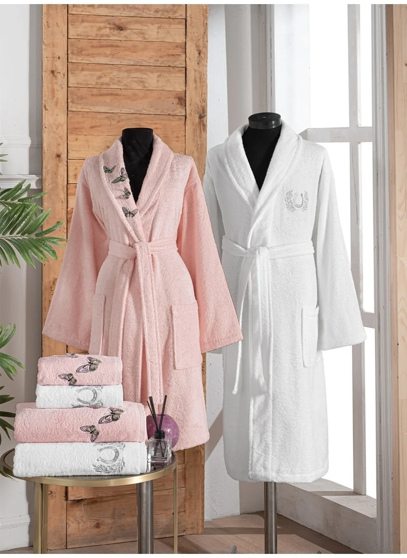 Tanem Home Cotton Embroidered 6 Piece Bathrobe Set for Women and Men | Bathrobe Set | Dowry set