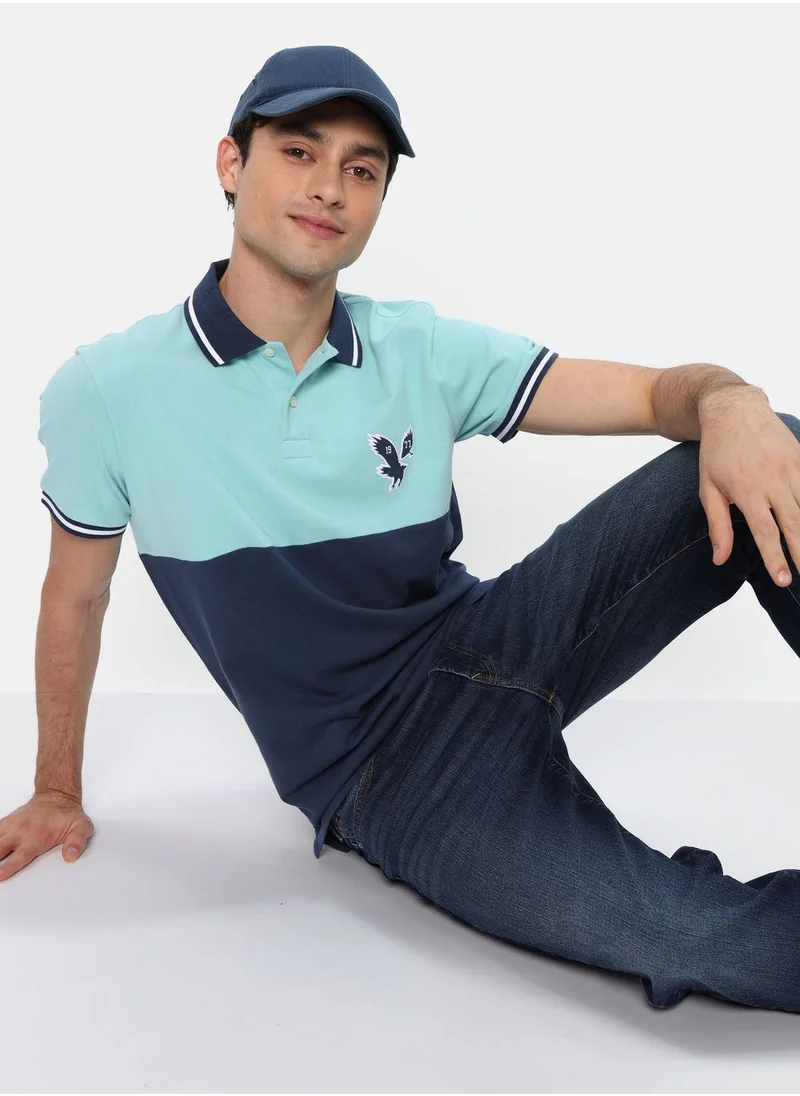 American Eagle Color Block Pique Polo